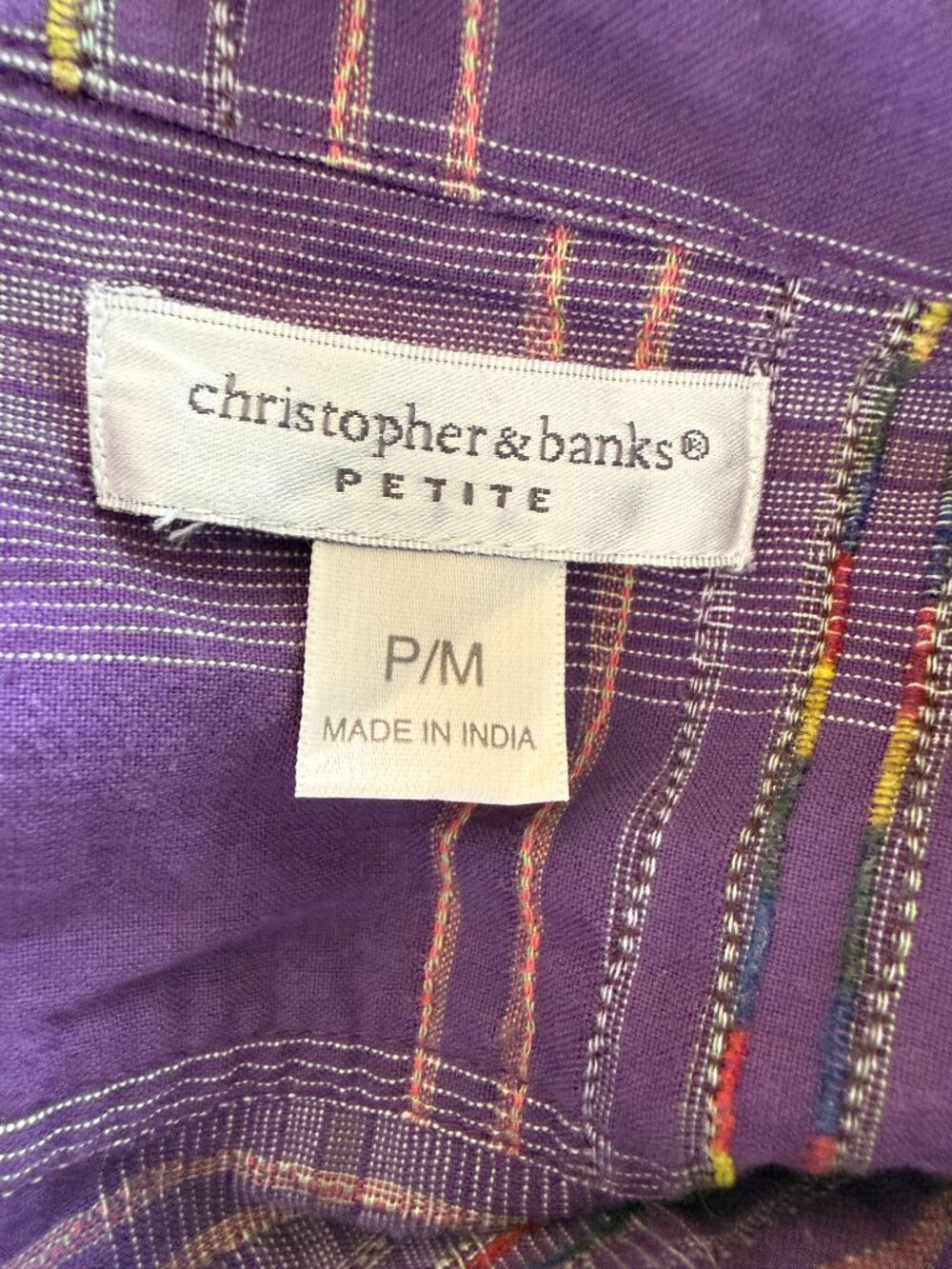 Christopher & Banks Petite purple long sleeve collared button down blouse PM - Picture 6 of 8